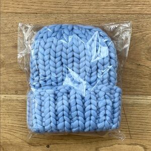 Rachel Pohl Merino Wool Chunky Hand Knit Beanie / NWT / sky blue